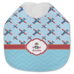 Airplane Theme Jersey Knit Baby Bib w/ Name or Text