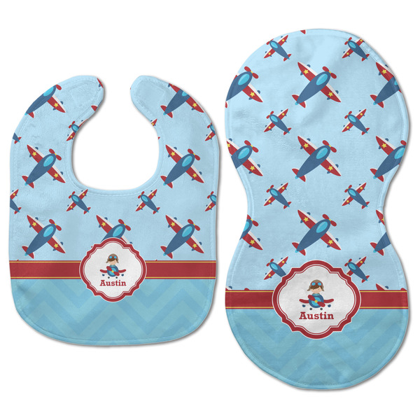 Airplane Theme Baby Bib & Burp Set - Approval (new bib & burp)