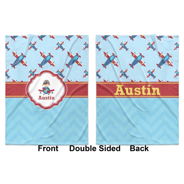 Airplane Theme Baby Blanket (Double Sided - Printed Front and Back)