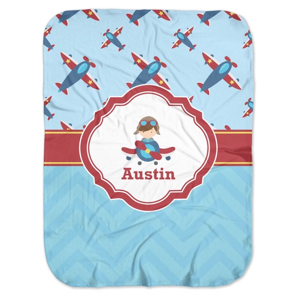 Custom Airplane Theme Baby Swaddling Blanket (Personalized)