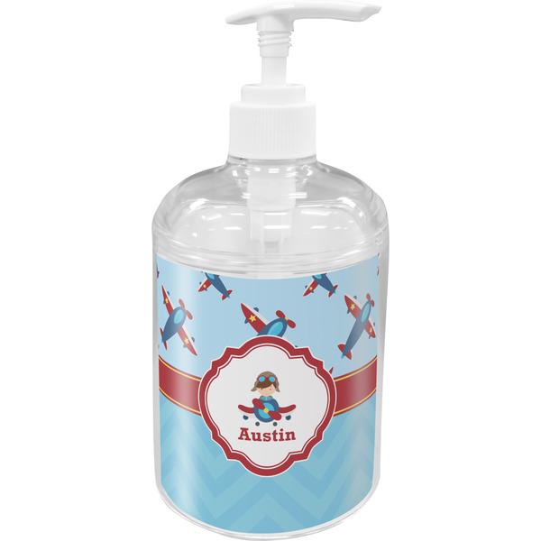 Custom Airplane Theme Acrylic Soap & Lotion Bottle (Personalized)