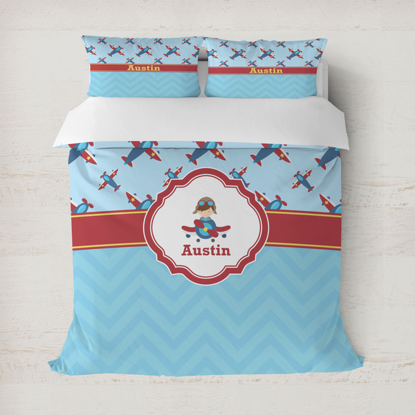 Custom Airplane Theme Duvet Cover Set - Full / Queen (Personalized)