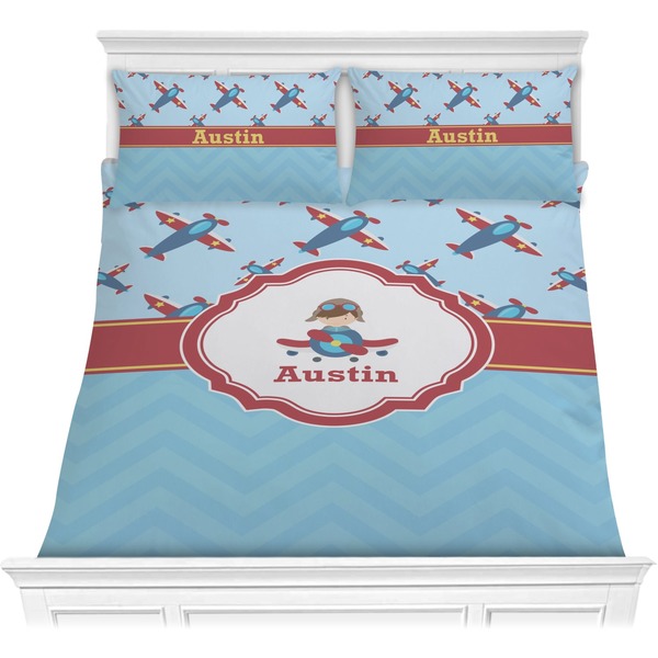 Custom Airplane Theme Comforter Set - Full / Queen (Personalized)