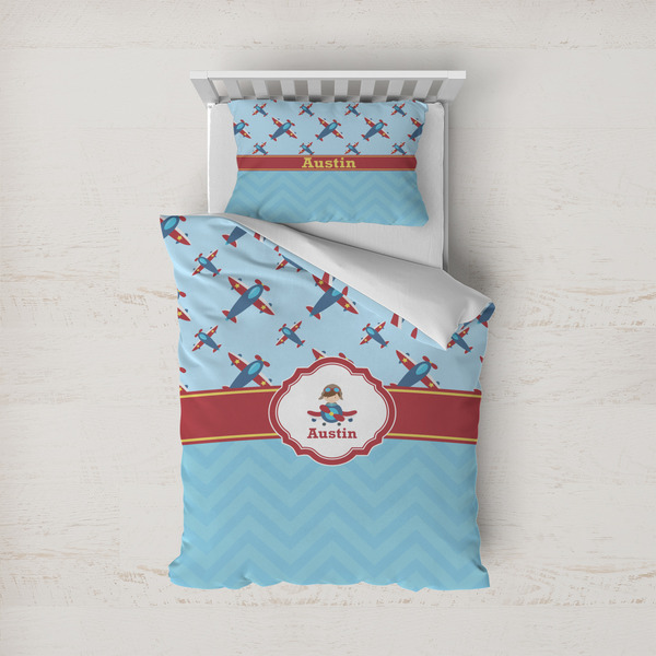 Custom Airplane Theme Duvet Cover Set - Twin (Personalized)