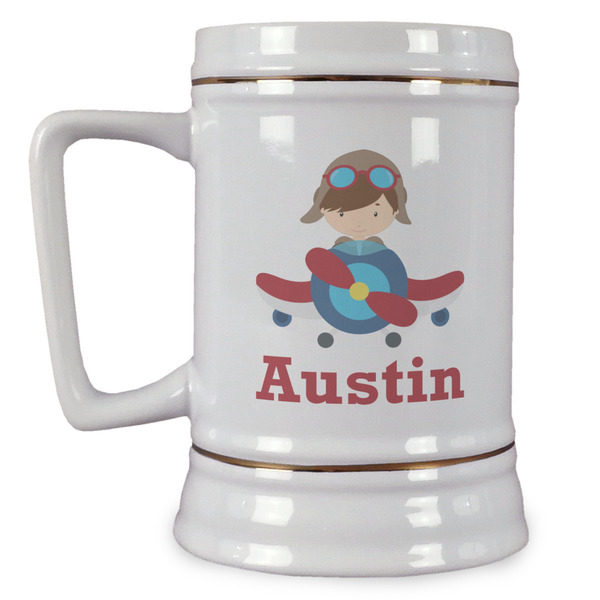 Custom Airplane Theme Beer Stein (Personalized)
