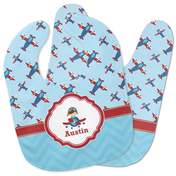 Custom Airplane Theme Baby Bib w/ Name or Text