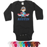 Airplane Theme Long Sleeves Bodysuit - 12 Colors (Personalized)
