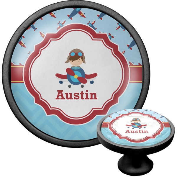 Custom Airplane Theme Cabinet Knob (Black) (Personalized)