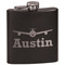 Airplane Theme Black Flask - Engraved Front