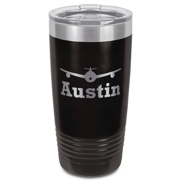 Airplane Theme Black Polar Camel Tumbler - 20oz - Front