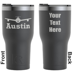 Airplane Theme RTIC Tumbler - Black - Engraved Front & Back (Personalized)