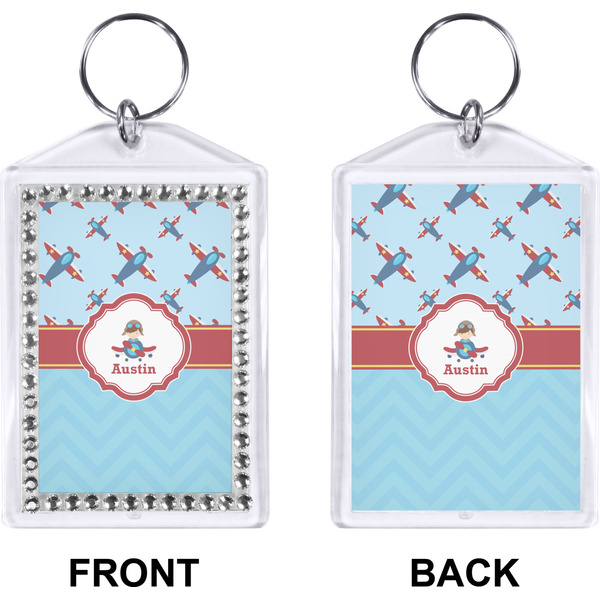 Airplane Theme Bling Keychain (Front + Back)