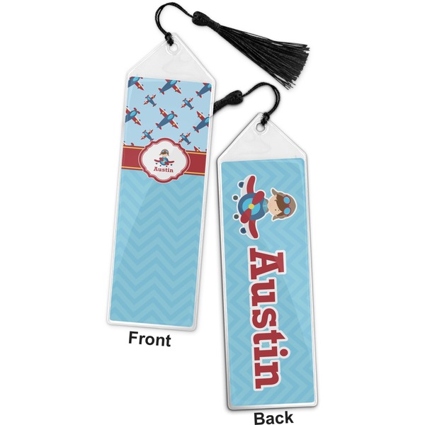 Airplane Theme Bookmark with tassel - Front and Back