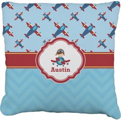 Airplane Theme Faux-Linen Throw Pillow 16" (Personalized)