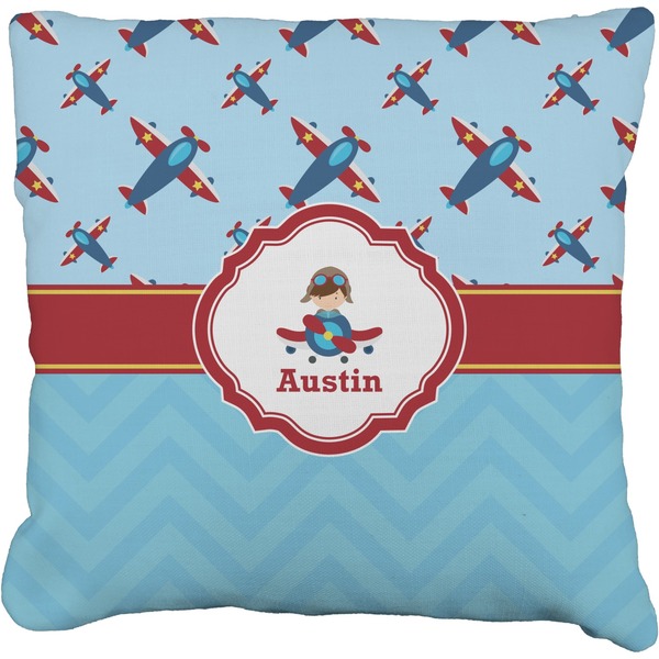 Custom Airplane Theme Faux-Linen Throw Pillow 18" (Personalized)