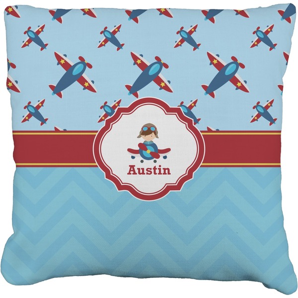 Custom Airplane Theme Faux-Linen Throw Pillow 20" (Personalized)