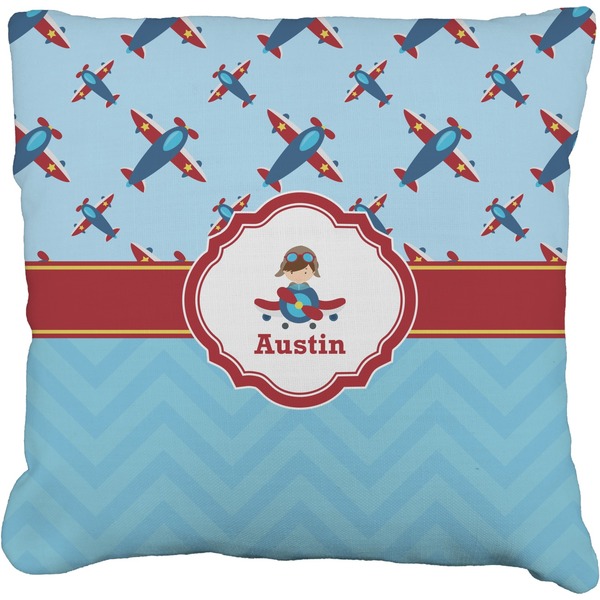 Custom Airplane Theme Faux-Linen Throw Pillow 26" (Personalized)