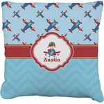Airplane Theme Faux-Linen Throw Pillow (Personalized)