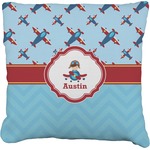 Airplane Theme Faux-Linen Throw Pillow (Personalized)