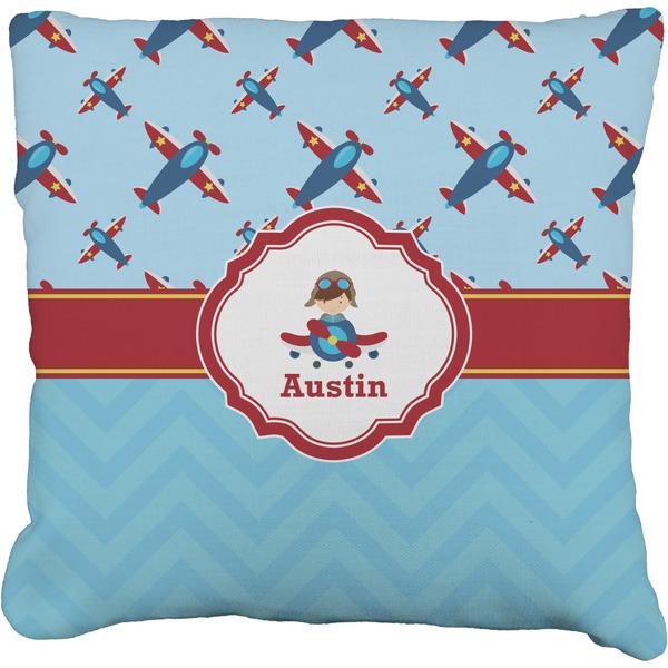 Custom Airplane Theme Faux-Linen Throw Pillow (Personalized)