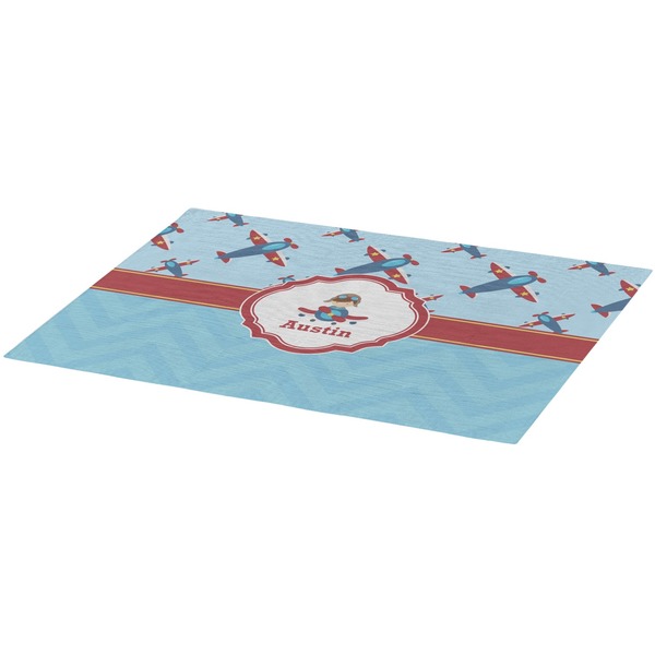 Airplane Theme Burlap Placemat (Angle View)