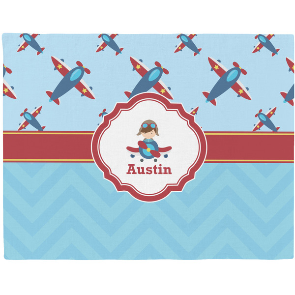 Custom Airplane Theme Woven Fabric Placemat - Twill w/ Name or Text