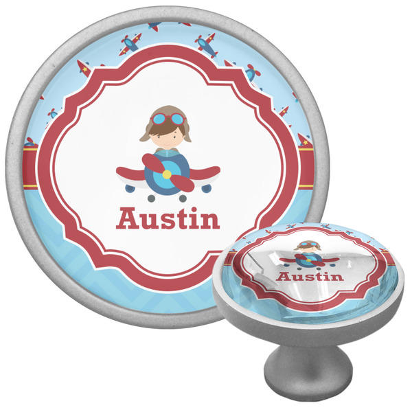 Custom Airplane Theme Cabinet Knob (Silver) (Personalized)