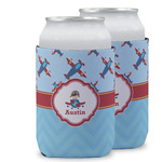 Airplane Theme Can Cooler (12 oz) w/ Name or Text