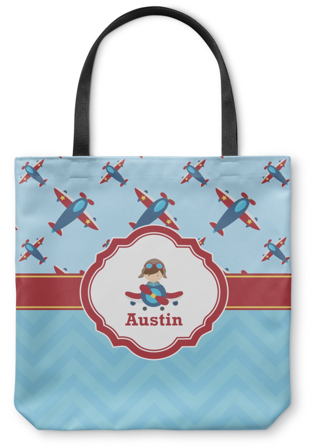 Airplane Theme Canvas Tote Bag (Personalized) YouCustomizeIt
