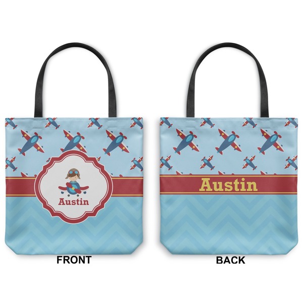 Airplane Theme Canvas Tote - Front and Back