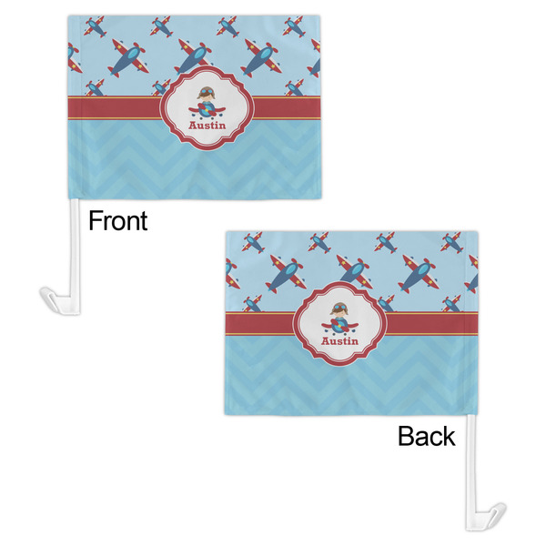 Airplane Theme Car Flag - 11" x 8" - Front & Back View