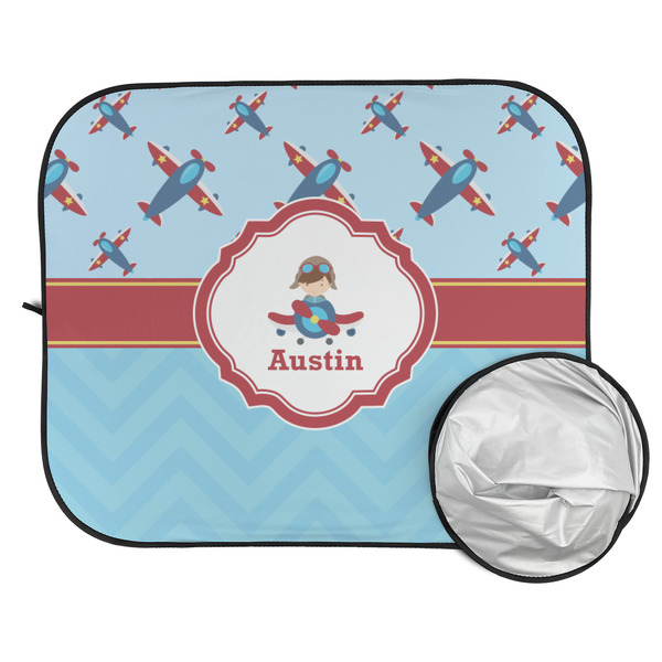 Airplane Theme Car Sun Shades - FOLDED & UNFOLDED