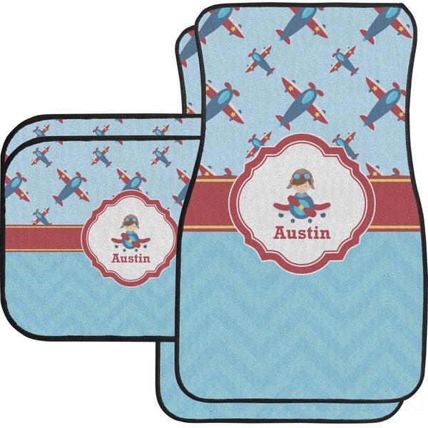 Custom Airplane Theme Car Floor Mats Set - 2 Front & 2 Back (Personalized)