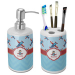 Airplane Theme Ceramic Bathroom Accessories Set (Personalized)