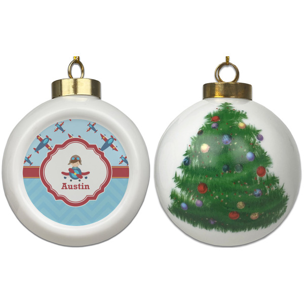 Airplane Theme Ceramic Christmas Ornament - X-Mas Tree (APPROVAL)