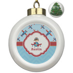 Airplane Theme Ceramic Ball Ornament - Christmas Tree (Personalized)