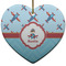 Airplane Theme Ceramic Flat Ornament - Heart (Front)