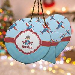 Airplane Theme Ceramic Ornament w/ Name or Text