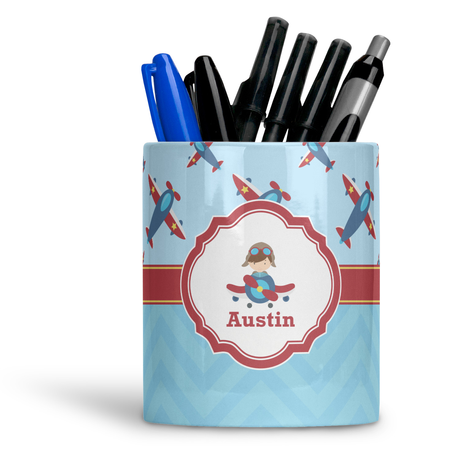 Airplane Theme Ceramic Pen Holder YouCustomizeIt