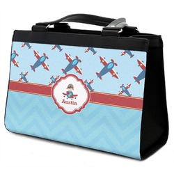 Airplane Theme Classic Tote Purse w/ Leather Trim w/ Name or Text