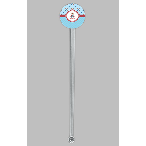 Airplane Theme Clear Plastic 7" Stir Stick - Round - Single Stick