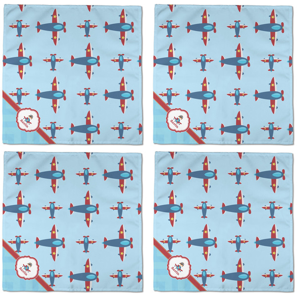 Airplane Theme Cloth Napkins - Personalized Dinner (APPROVAL) Set of 4