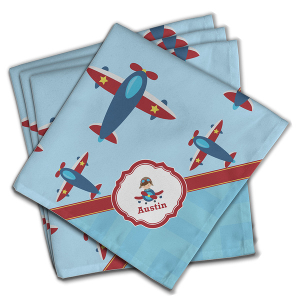 Custom Airplane Theme Cloth Napkins (Set of 4) (Personalized)