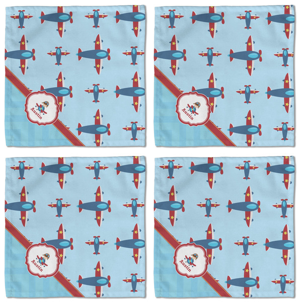 Airplane Theme Cloth Napkins - Personalized Lunch (APPROVAL) Set of 4