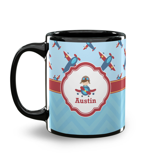 Airplane Theme Coffee Mug - 11 oz - Black