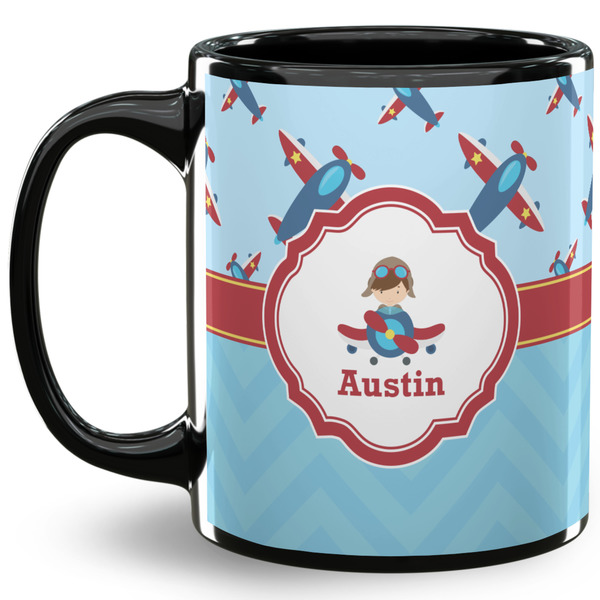 Custom Airplane Theme 11 Oz Coffee Mug - Black (Personalized)