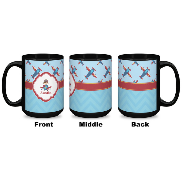 Airplane Theme Coffee Mug - 15 oz - Black APPROVAL