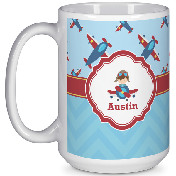 Custom Airplane Theme 15 Oz Coffee Mug - White (Personalized)