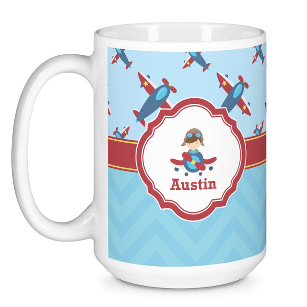 Airplane Theme Coffee Mug - 15 oz - White