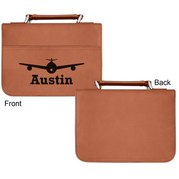 Airplane Theme Cognac Leatherette Bible Covers - Small Single Sided Apvl